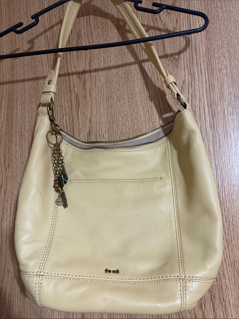 The Sak Yellow Leather Shoulder Hobo with Charm